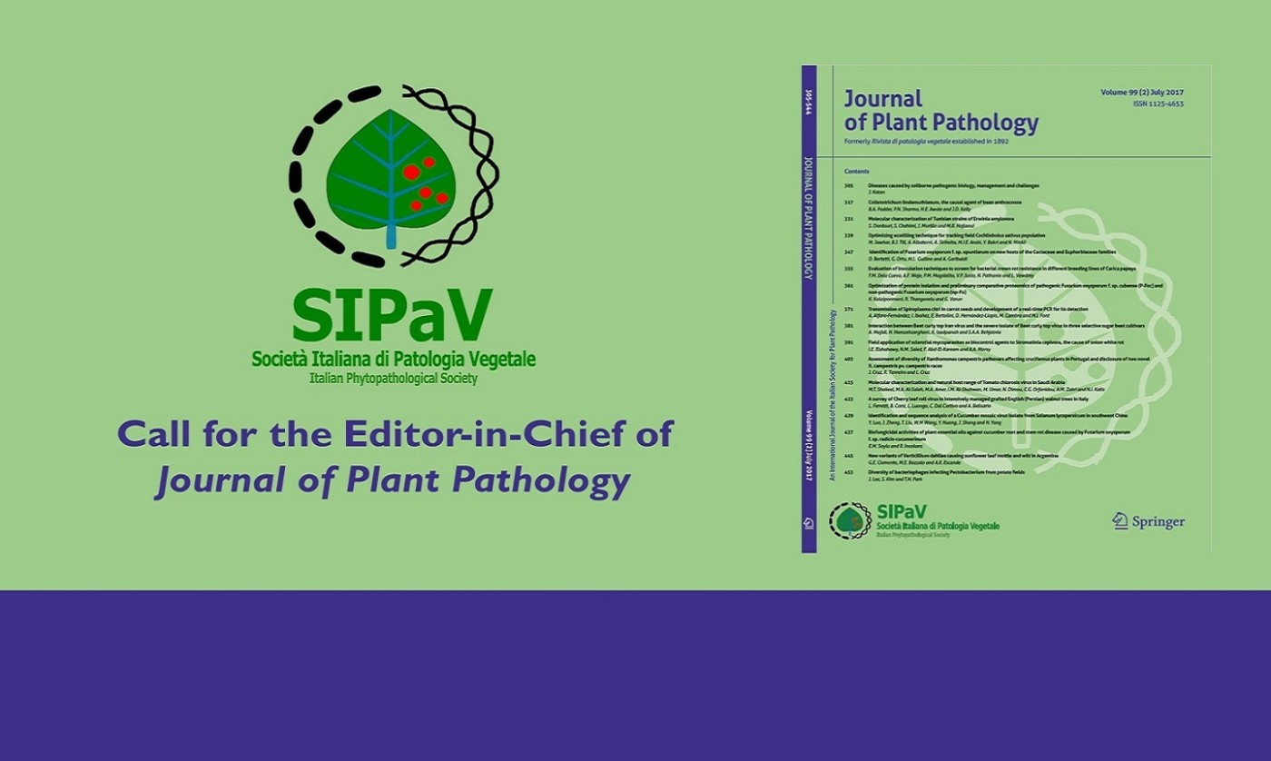 Dr. Matteo Garbelotto is the new Editor-in-Chief of the Journal of Plant Pathology